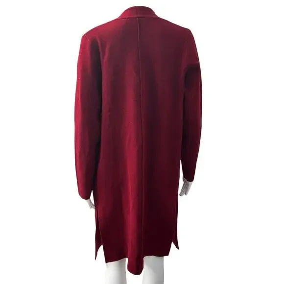 Merokeety Women’s Sz S Long Wool Blend Red Cardigan Knit Duster Coatigan Sweater - Picture 3 of 13